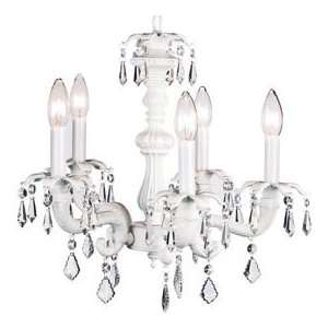  Pink Chateau Chandelier With Ivory Rose Net Flower Shade 
