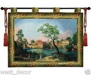 OLD EUROPE TAPESTRY WALL HANGING + TASSELS 54 x 39  