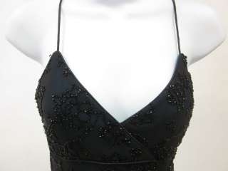 RIMINI Black Teal Beaded Long Sleeveless Dress Sz 2  