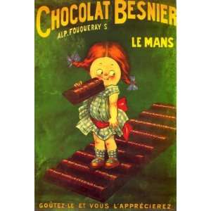  CHOCOLATE CHOCOLAT BESNIER LE MANS FRENCH VINTAGE POSTER 