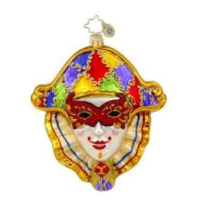 RADKO JOYOUS JESTER Mardi Gras Mask Glass Ornament 