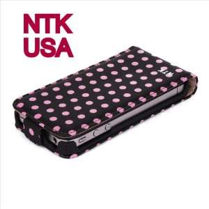  iPhone 4 4S Plaid Polka Dots Pattern Folio Leather Cover Case Tartan 