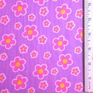 HALF YARD Springs EASTER Blotch FLORAL Pink Flowers on PURPLE Fabric 1 