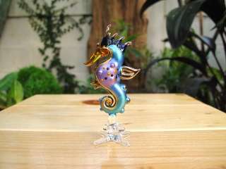 Handmade Sea Horse Art Glass Blown Sea Animal Figurine Gift From 