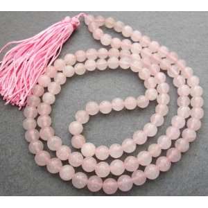   Buddhist 108 Pink Crystal Beads Prayer Mala Necklace 