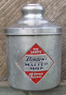 Bordens Improved Malted Milk Powder Soda Fountain Cannister  