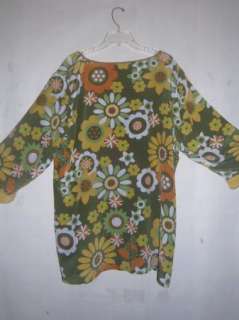 Womens Bob Mackie Wearable Art Sz. 1X Silk Spring Green Flower Tunic 