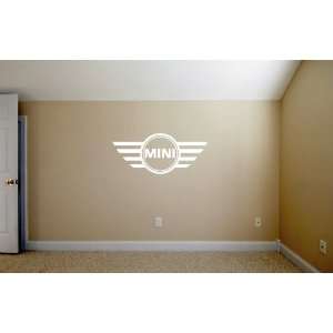  Mini Cooper Emblem WHITE Wall Garage Room Vinyl Decal SET 