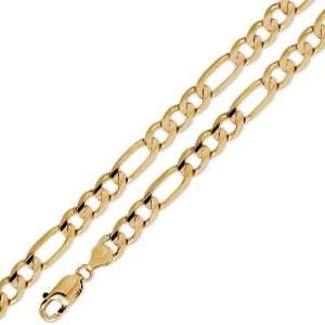  14K Solid Yellow Gold Figaro Chain Necklace 7mm (17/64 