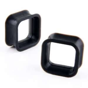  Black Flexible Silicone Square Ear Plug   6g Jewelry
