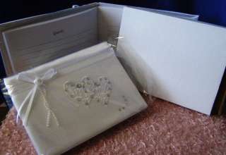 Satin Guest Book w Double Hearts & Diamonds for Wedding 804879244011 