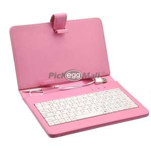   Pink leather case with keyboard stylus for 7 Android tablet  