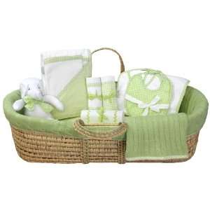 Tadpoles Cable Knit Moses Basket Gift Set, Sage Baby