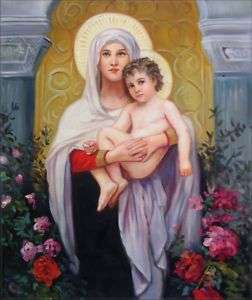   Painted Oil Painting Repro Bouguereau The Madonna of the Rose  