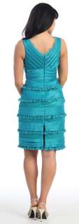  semi formal dress has a knee length. It features layers of pleated 
