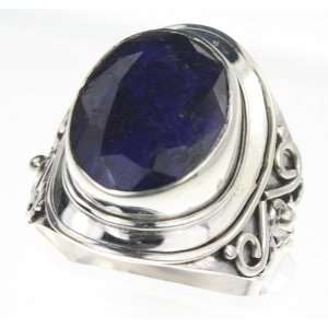    925 Sterling Silver SYNTHETIC SAPPHIRE Ring, Size 8, 8.42g Jewelry