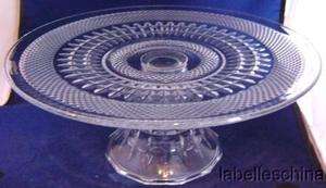   Pedestal Cake / Sweet Plate Clear Glass Intricate Pressed Glass Design