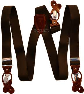 NEW Convertible mens suspenders braces BROWN  