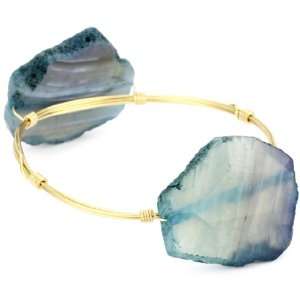   Hanover Earthly Double Stone Blue Agate Bangle Bracelet Jewelry