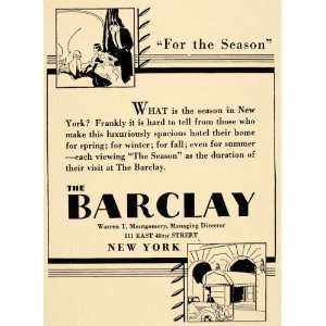  1931 Ad Barclay Hotel Season Lodge Vacation New York 