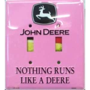  John Deere Dbl Lightswitch Plate, Pink
