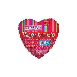  18 Happy Valentines Day Retro Lines   Mylar Balloon Foil 