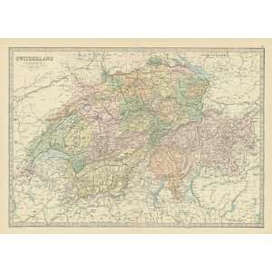    Bartholomew 1881 Antique Map of Switzerland