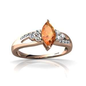   14k Rose Gold Marquise Fire Opal Antique Style Ring Size 4.5 Jewelry