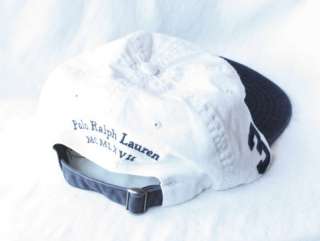 NWT Polo Ralph Lauren Match Player Ball Cap Hat CREAM NAVY & RED 