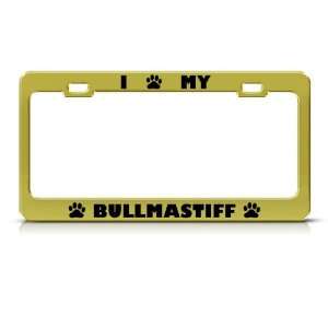  Bullmastiff Dog Gold Animal Metal license plate frame Tag 
