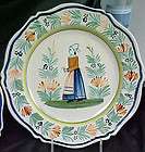   quimper faience 11 scalloped plate french breton woman expedited