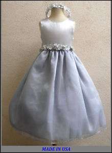 NEW SILVER FLOWER GIRL PAGEANT RECITAL BRIDALS DRESSES  