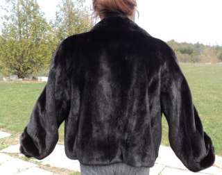   Mink Fur Coat Jacket Soft SUPER VOGUE NEW Black BEAUTY M L  