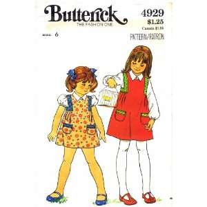  Butterick 4929 Vintage Sewing Pattern Girls Jumper 