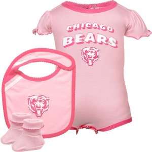   Bears Infant Girls Pink Creeper, Bib & Bootie Set