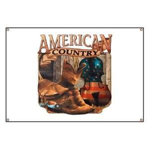  Banner American Country Boots And Fiddle Violin Cowboy 