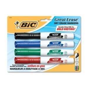  BIC Great Erase Low Odor Whiteboard Markers,Chisel Marker 
