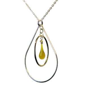  Honey 20 Sundrop Pear Necklace, glass and sterling silver 