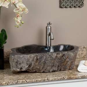  Summit Petrified Wood Vessel Sink with Oil Rubbed Bronze 