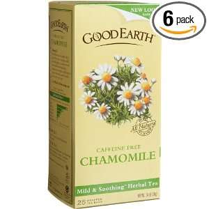 GoodEarth Caffeine Free Chamomile Tea, 25 Count Tea Bags (Pack of 6 