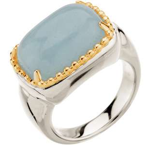 Genuine Aquamarine Ring 14k Gold Band New  
