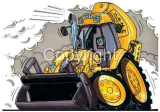 Construction Rig Cartoon T Shirts bulldozer backhoe, cementmixer 