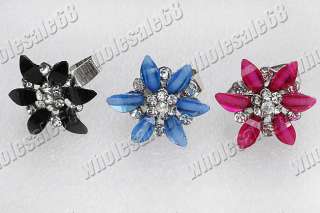 wholesale bulk 50pcs colorful flower resin rhinestone womens Fashion 