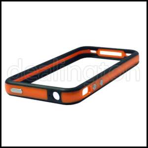 Apple iPhone 4 4G 4S Black+Orange Bumper Case Metal Buttons AT&T 
