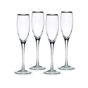  By Mikasa Cameo Platinum Collection Flute 7.5Oz Set of 4 