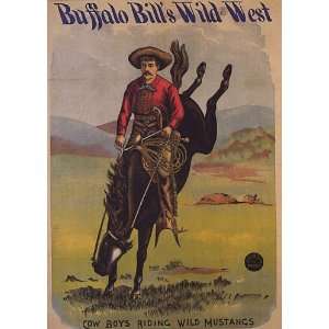  BUFFALO BILLS WILD WEST AMERICAN COWBOY RIDING WILD MUSTANGS HORSE 