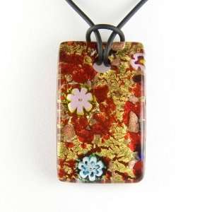    Rectangle Gold Foil Pendant   Camilla Red/Gold Style2 Jewelry