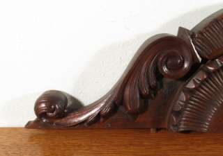 Walnut French Antique Pediment ( Crown Header Wood Crest Sunburst 