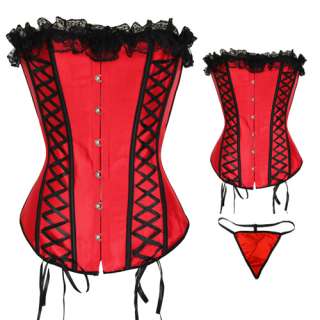 Sexy Corset Bustier Top S M L Steel Busk Lace Strapless Ribbon 