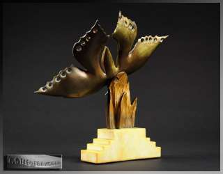 Rare 1920s French ART DECO Butterfly BRONZE SCULPTURE by F 
